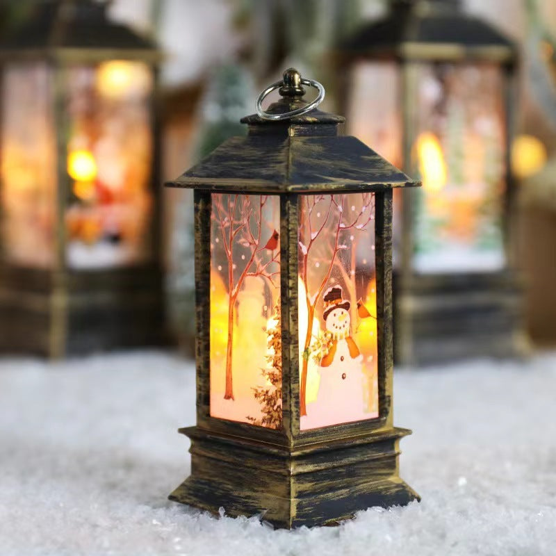 Christmas Storm Lantern Candlestick Lamp Small Night Lamp Old Snowman Decoration Small Night Lamp Desktop Decoration