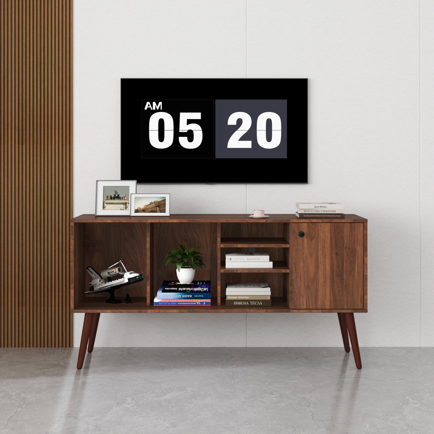 TV Stand Use In Living Room Furniture With 1 Storage And 3 Shelves Cabinet
