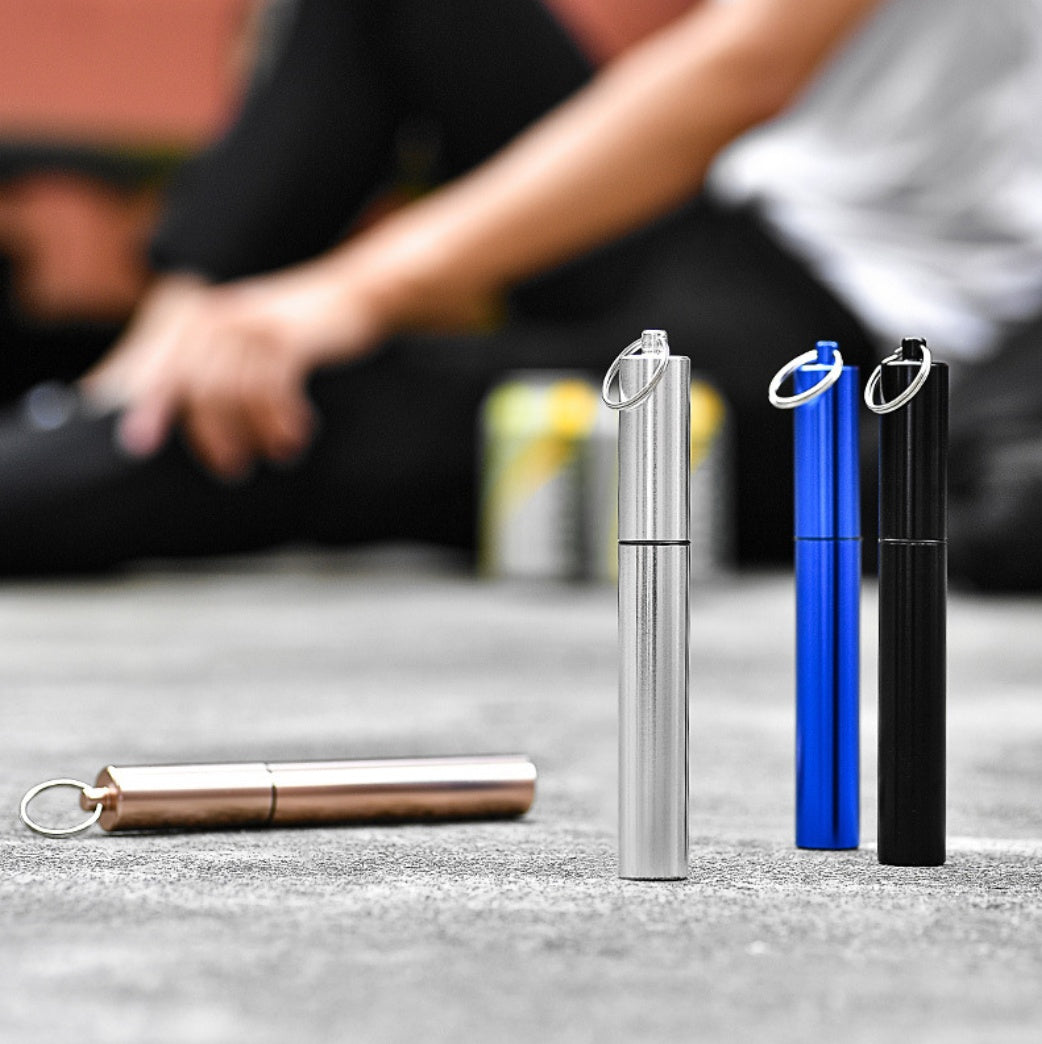 Portable folding telescopic straw