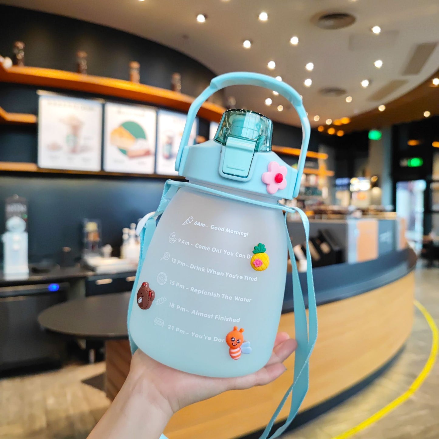 Gradient Big Belly Cup Cute Fat Pot Fitness Outdoor Sports Bottle Straw Student Plastic Water Cup