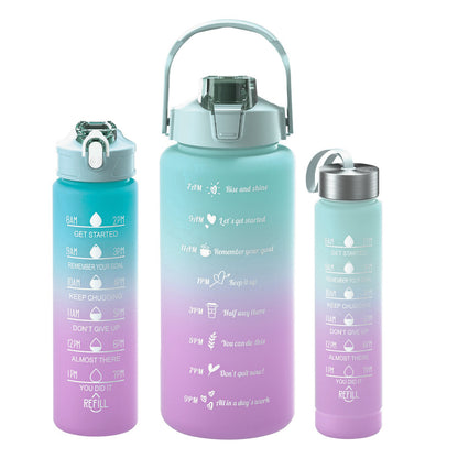 Large Capacity Cup With Straw Sports Outdoor Gradient Frosted TRITAN Cup Three-piece Set