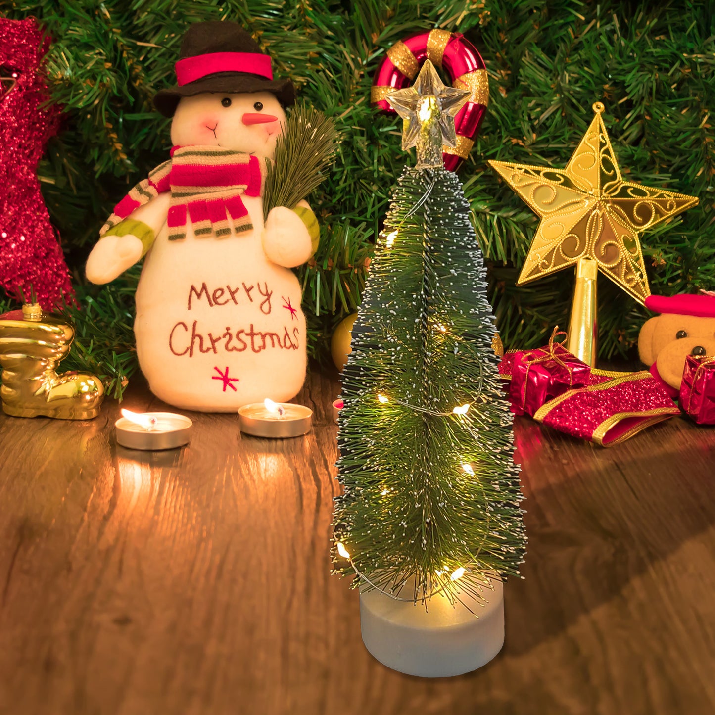 Christmas Table Decoration Xmas Tree Led Light Garland Xmas Ornaments New Year Christmas Decorations