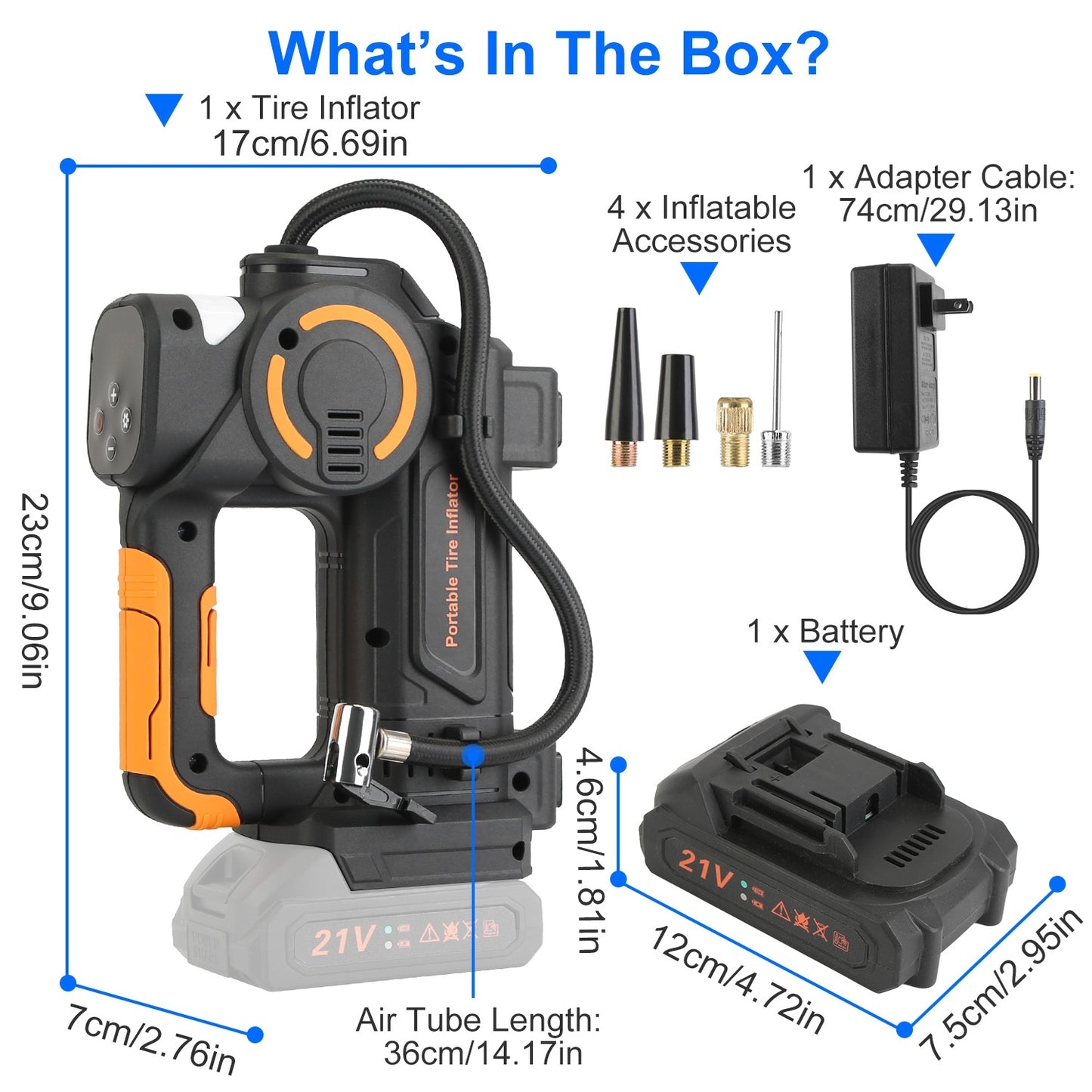 1Pc 140W 150PSI 21V Battery Powered Tire Inflator Cordless Air Inflator Digital Air Compressor With LED Light For Cars Motorcycles Bicycles Balls