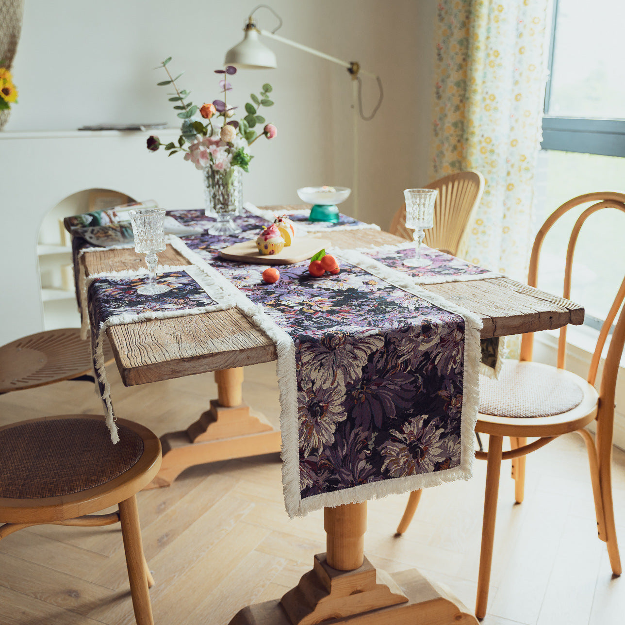 Tassel Round Table Mat Flower Table Towel Kitchen Decoration Long Table Mat