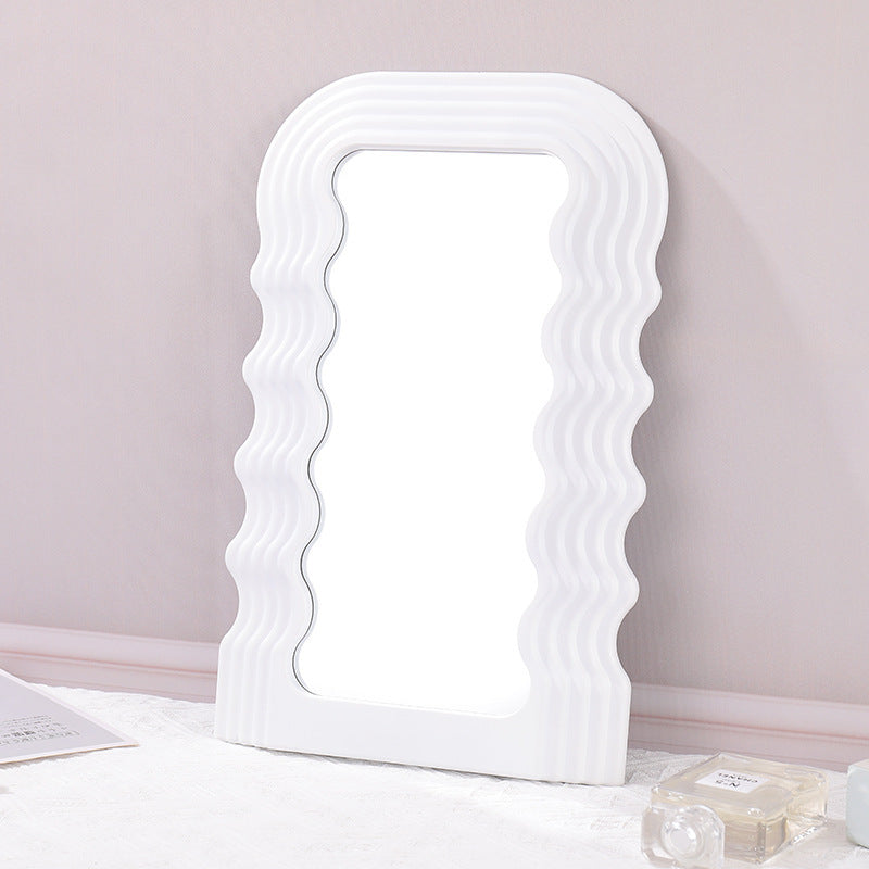 Ins Desktop Bathroom Porch Decoration Special-shaped Wave Mirror