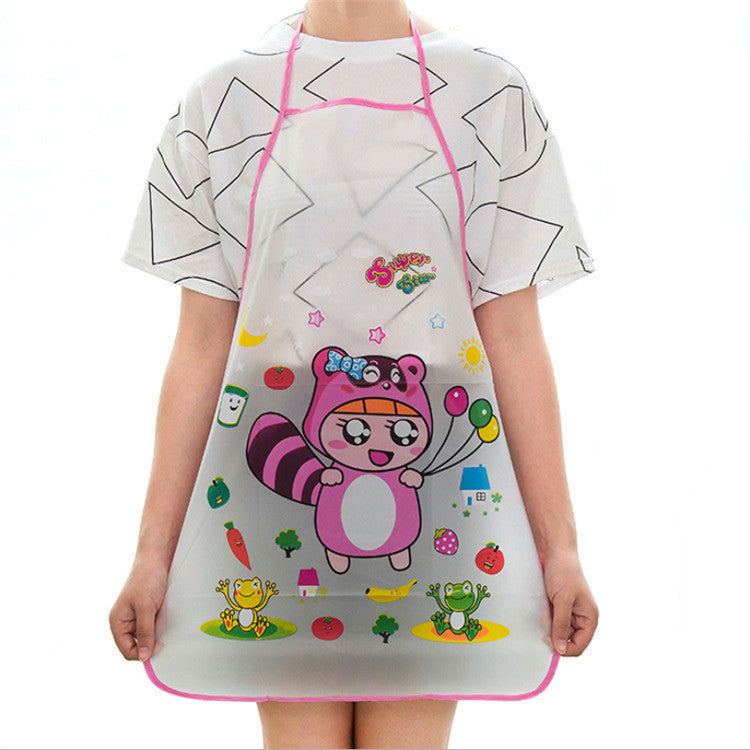 Kitchen Pvc Cute Cartoon Apron Oil-proof Waterproof