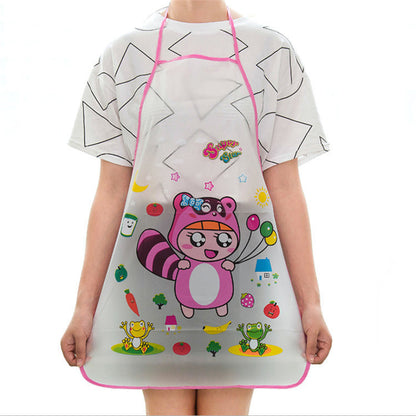 Kitchen Pvc Cute Cartoon Apron Oil-proof Waterproof