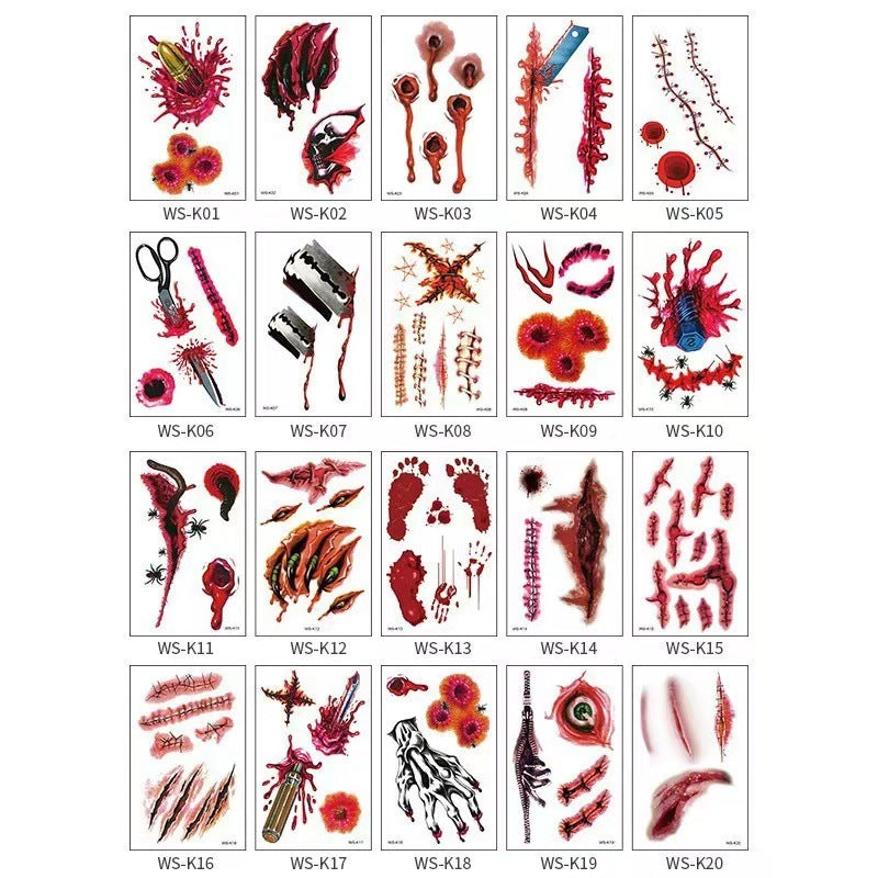 Halloween Mouth Tattoo Sticker Horror Lip DIY Decoration