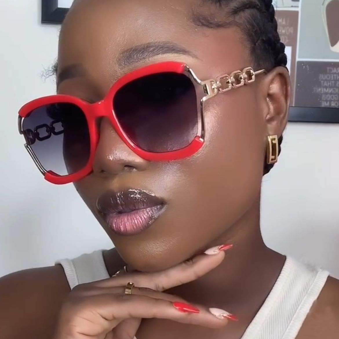 Big Square Rim Chain Sunglasses For Women Fashionable Sunglasses