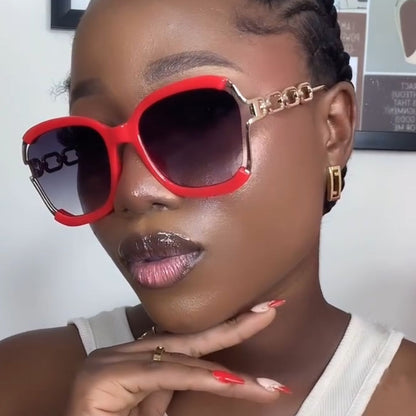 Big Square Rim Chain Sunglasses For Women Fashionable Sunglasses