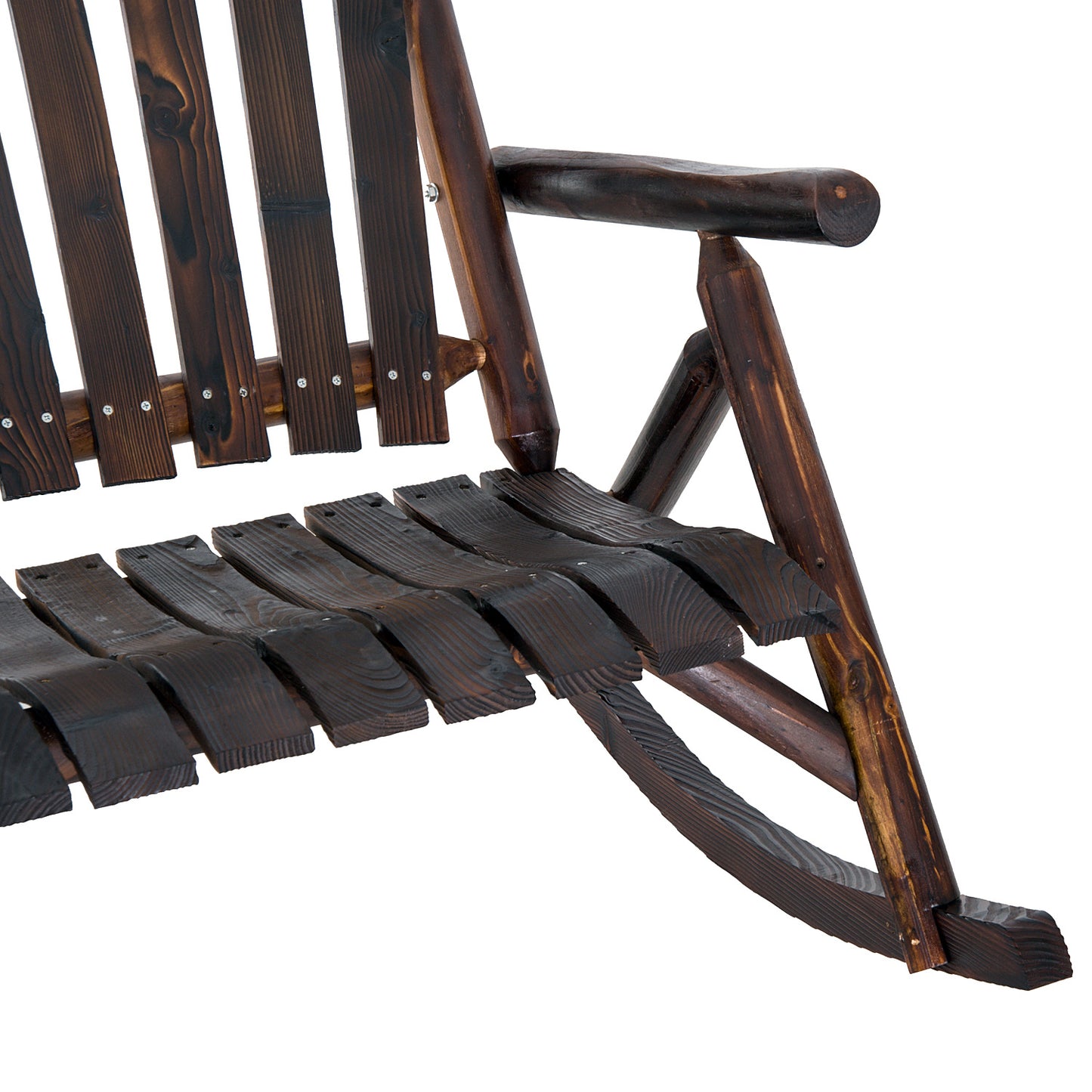 Classic Wooden High-Back Rocker, Carbonized For Garden Serenity & Relaxation, Durable Outdoor Furniture