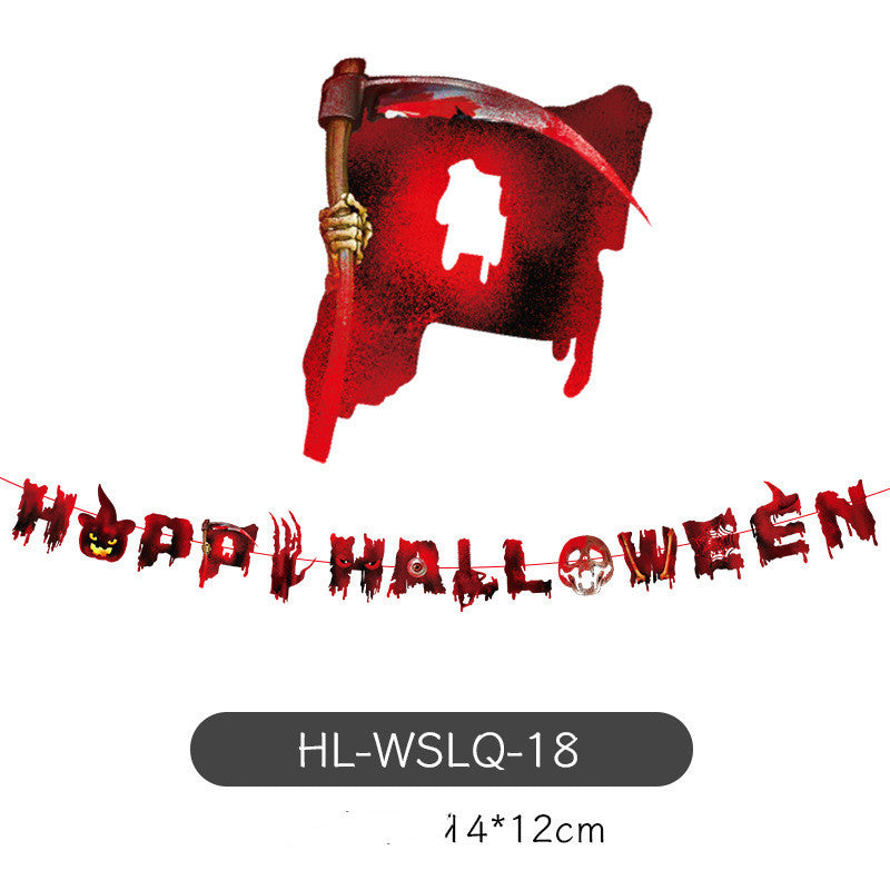 Decoration Halloween Arrangement Party Bar KTV Pull Ghost Festival Bunting Flags