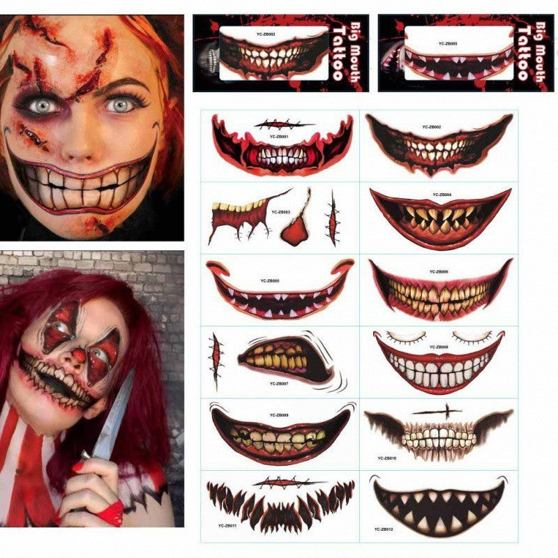 Halloween Mouth Tattoo Sticker Horror Lip DIY Decoration