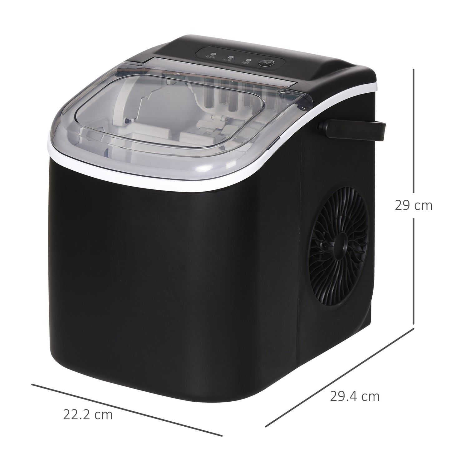Ice Maker Machine Counter Top, 12Kg In 24 Hrs, 9 Cubes Ready In 6-12Mins, Portable Ice Cube Maker With Ice Scoop And Basket, Black
