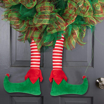 Christmas Elf Legs Decoration Car Trunk Decoration Fabric Red Stripes Big Curved Legs New Year Gift Christmas Ornaments