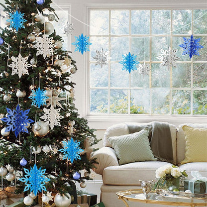6 Pcs Set Cardboard 3D Hollow Snowflake Hanging Ornaments New Year's Christmas Decorations For Home Party Decoration