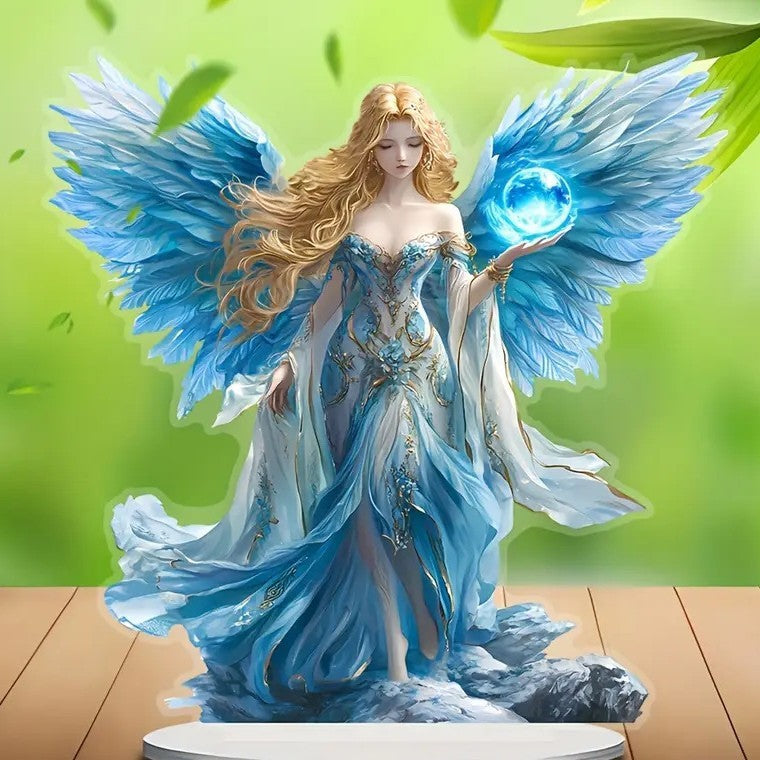 Guardian Angel Statue Acrylic Desktop Decoration With Base Decoration Office Holiday Decoration