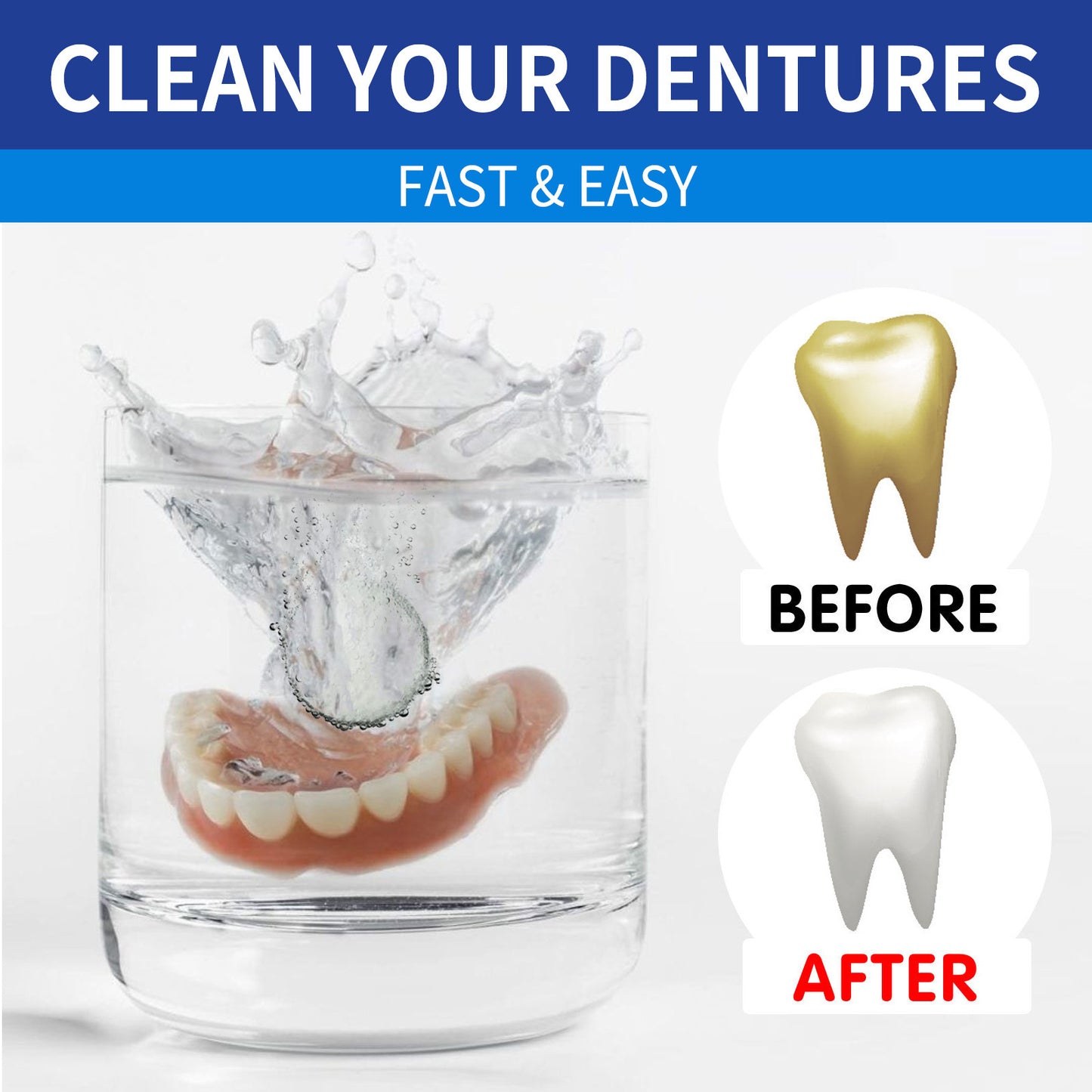 False Tooth Clean Sheet Dazzling White Denture Oral Cleaning