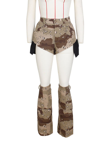 Women's Camouflage Hot Pants Three-piece Set