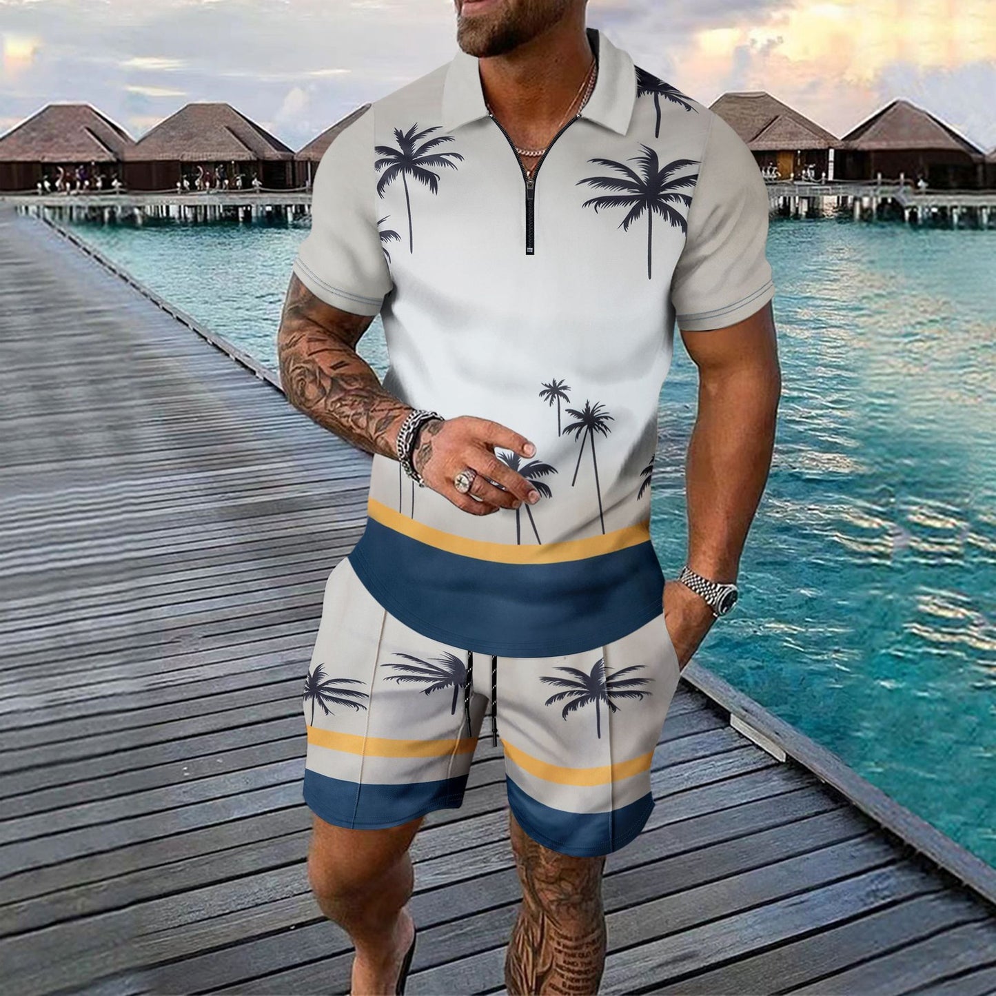 Short-sleeved Shorts Two-piece Sports And Leisure Men's Suit