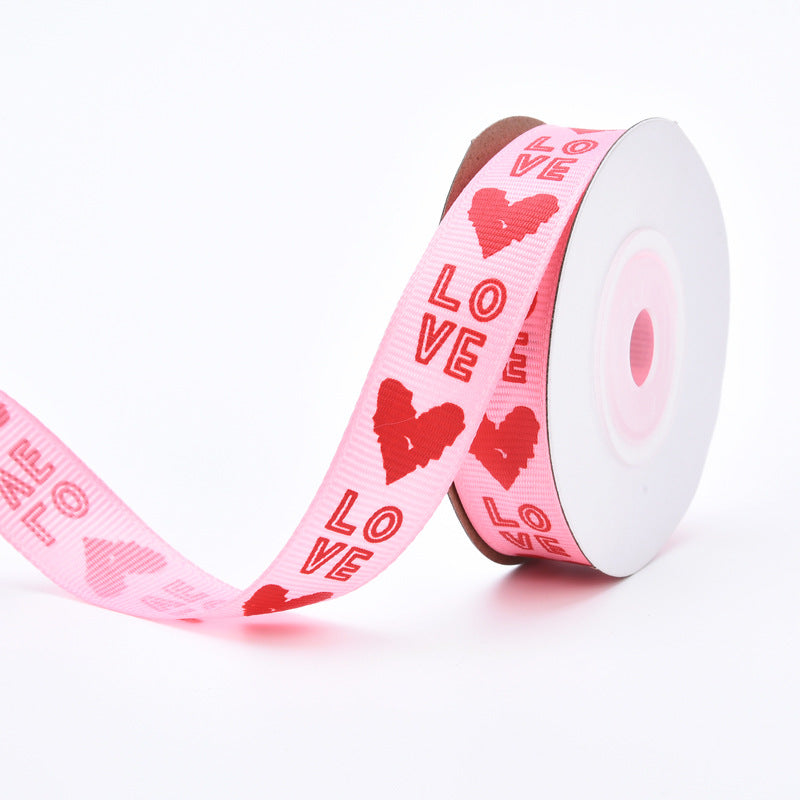 Packing Ribbon Love Pattern Flowers Ribbon Wedding Celebration Decoration Ribbon