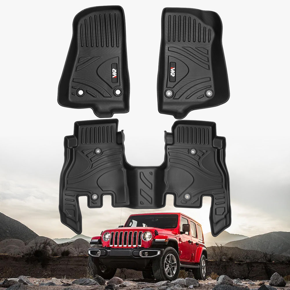MKR Waterproof And Stain-resistant TPE Car Floor Mats Black 3 PCS For Jeep Wrangler JL 2018 4 Doors Model Not Fit For Jeep Wrangler JK Or 4XE