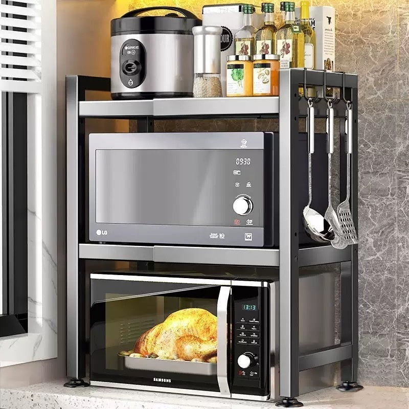 Retractable Kitchen Microwave Storage Rack Multi-function
