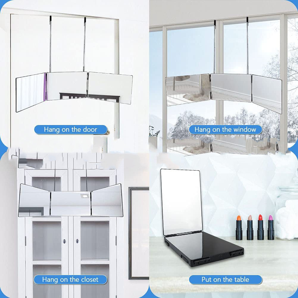 Telescopic Hanging Three-sided Folding Makeup Mirror