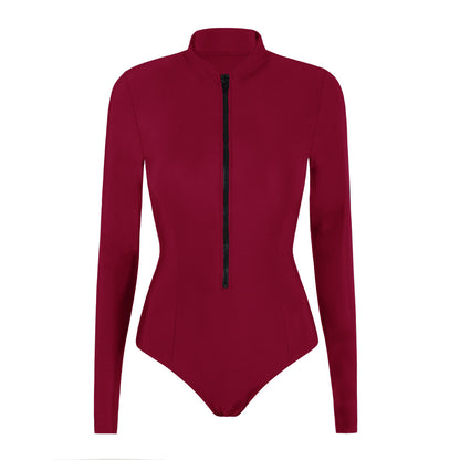 Outdoor Sports Long Sleeve Triangle One-piece Swimsuit