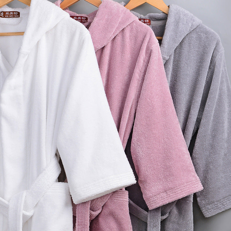 Cotton Bathrobe Thick Towel Material With Hood