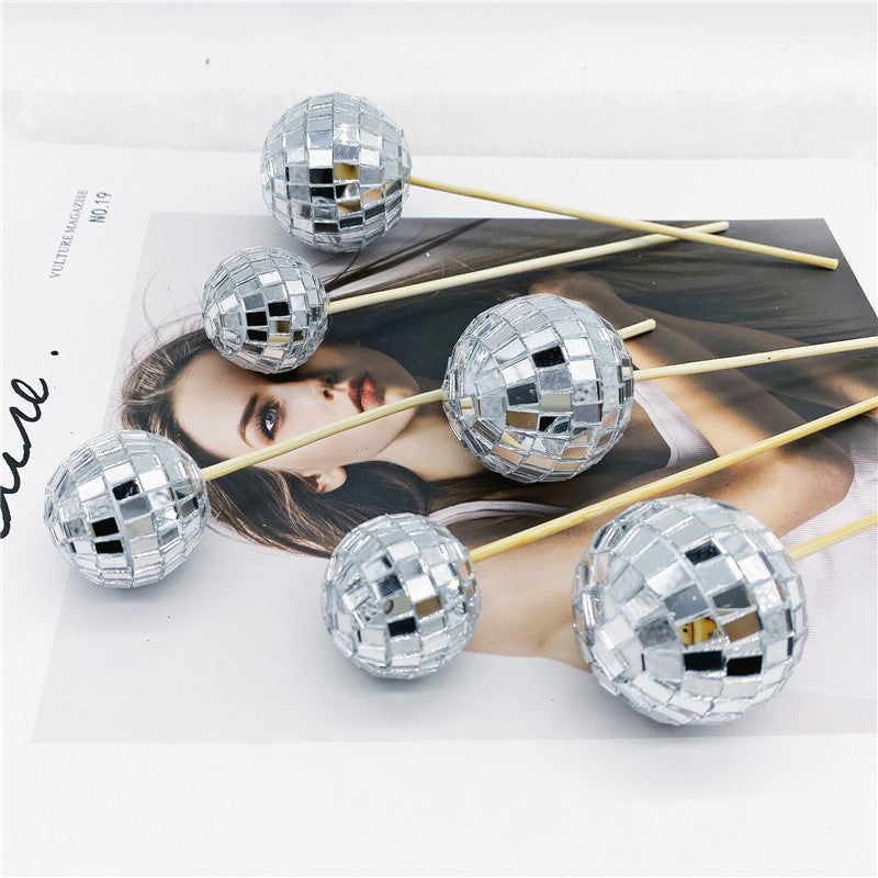 Disco Ball Cake Decoration With Wooden Stick