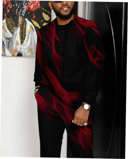 Two-piece Men's 3D Printing Classic Leisure Sports Suit