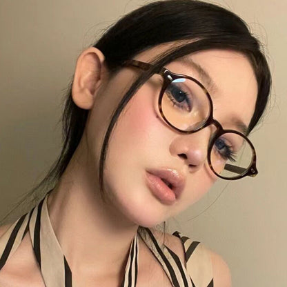 Women's Fashion Retro Literary Plain Glasses