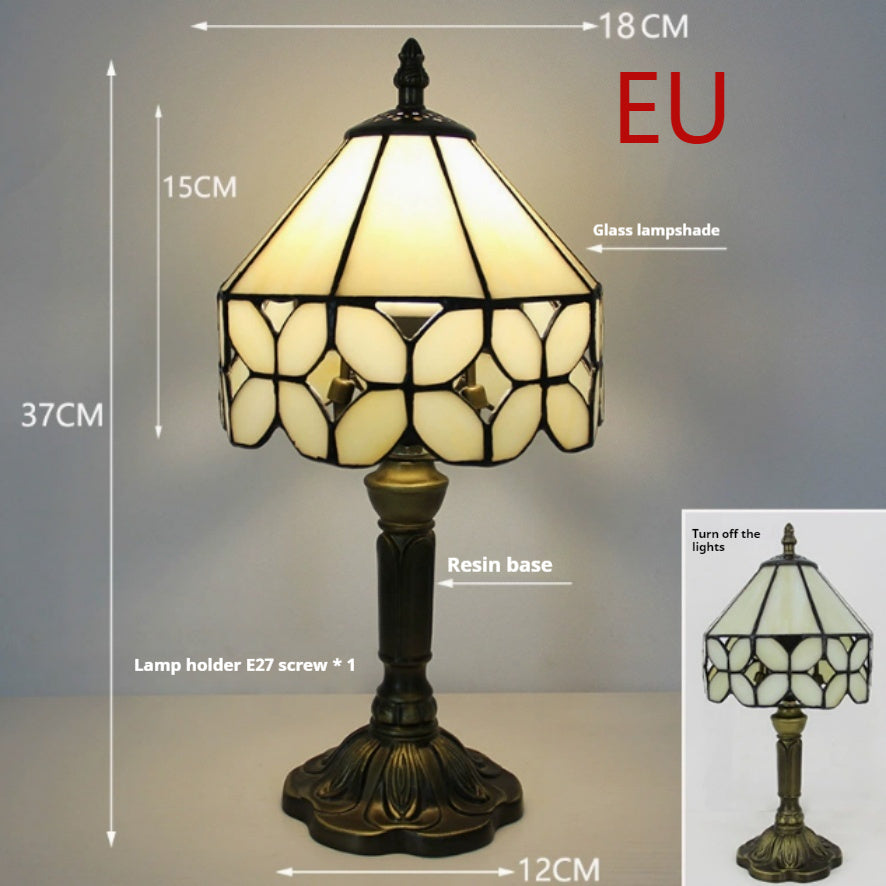 Lamp Bedroom Bedside Lamp Retro Bar Yellow Glass Lamp Resin Base Table Lamps Makeup Table Side Table Led Lights