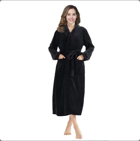Local Stock Plush Oversize Winter Soft Warm Long Flannel Bathrobe With Hooded Women Thick Night Fleece Bath Robes Dressing
