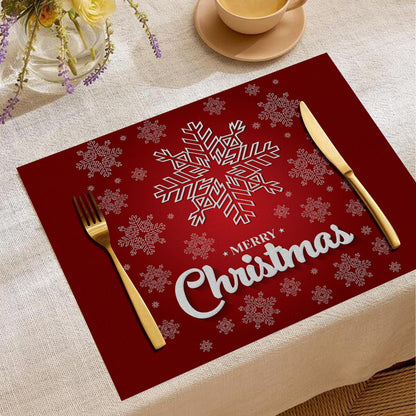 Christmas Digital Printing Placemat Linen Insulation Antifouling Decoration