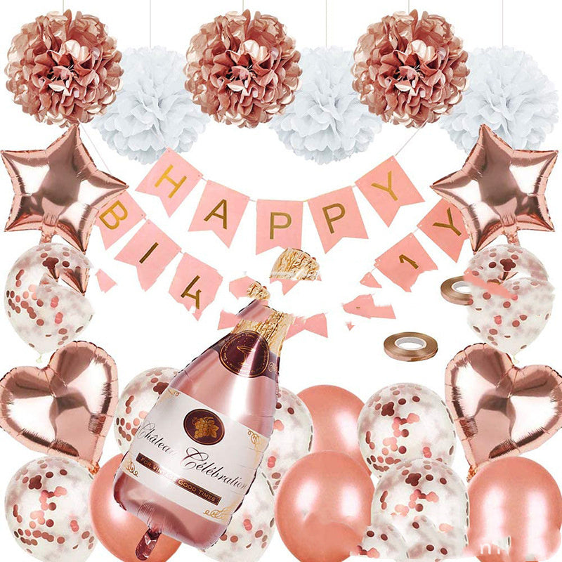 Happy New Year Foil Balloon Champagne Bottle Rose Gold