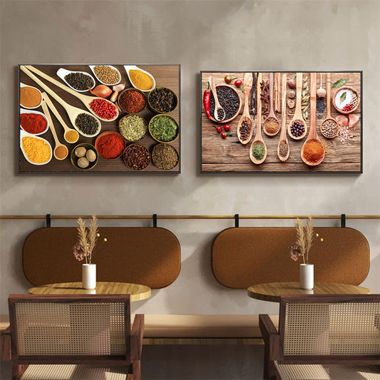 Cereal Spice Pepper Spoon Canvas Painting Kitchen Decoration Poster