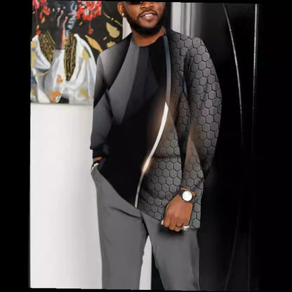 Two-piece Men's 3D Printing Classic Leisure Sports Suit