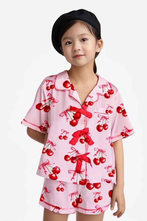 Leisure Children's Bow Printed Home Suit Set