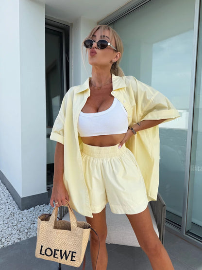 Shirt Elastic Sports Shorts Two-piece Set