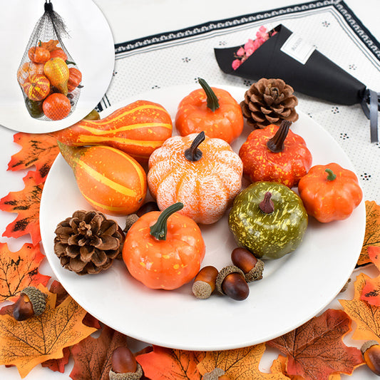 Autumn Pastoral Style Simulation Pumpkin Acorn Maple Leaf Pine Cone Halloween Diy Decoration Props