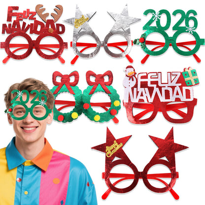 Christmas Glasses Bronzed Fabric Snowflake XINGX Photo New Year Party Props