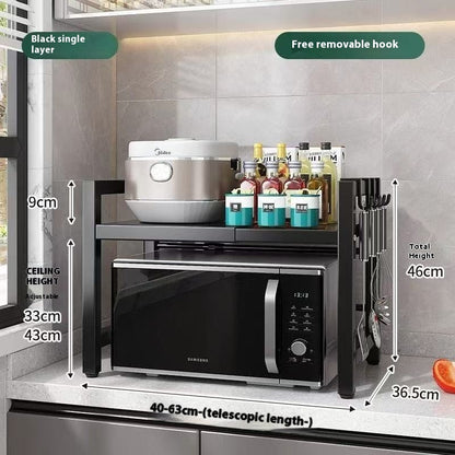 Retractable Kitchen Microwave Storage Rack Multi-function