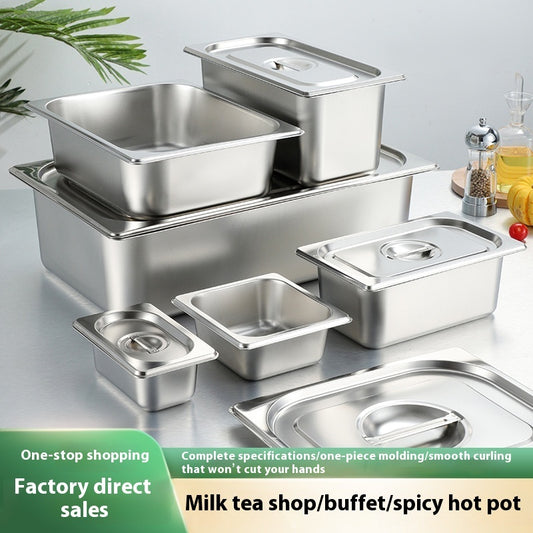Stainless Steel Gastronorm Pan Buffet Basin Rectangular Kitchen Sink With Lid
