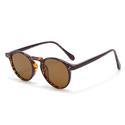 Japan And South Korea Vintage Round Frame TR Polarized Sun Glasses