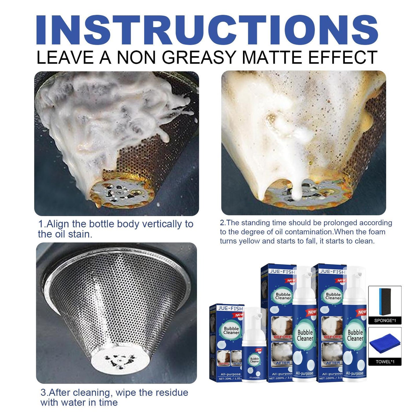 Fish Oil Foam Multifunctional Kitchen Stove Range Hood Heavy Oil Cleaner