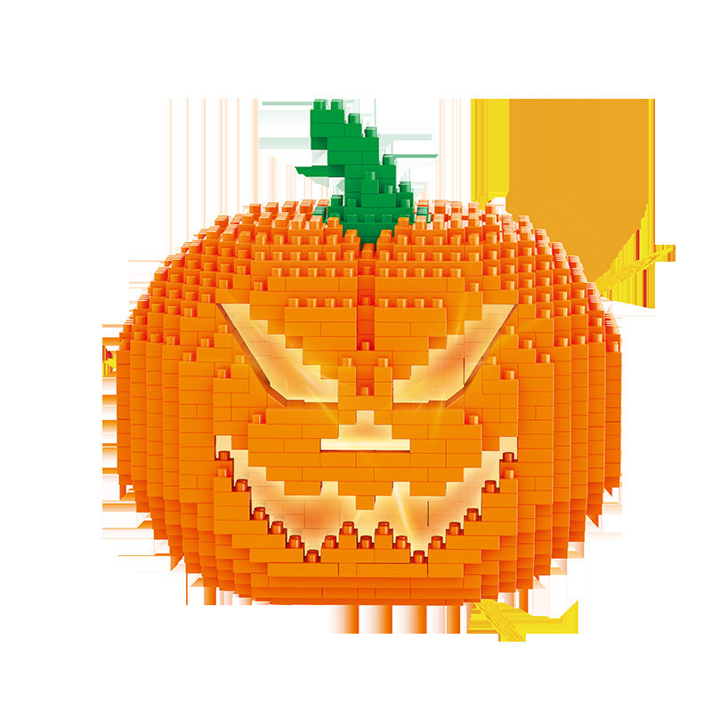 Halloween Decoration Pumpkin Lamp Building Blocks Decoration Micro-particle Assembled Toys