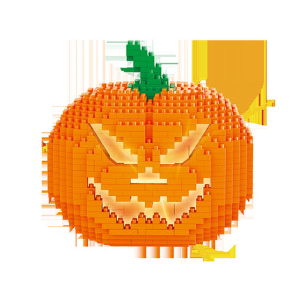 Halloween Decoration Pumpkin Lamp Building Blocks Decoration Micro-particle Assembled Toys