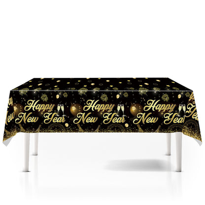 New Year Birthday Party Supplies Decoration Disposable Tableware Hanging Flag Cup Straw Tablecloth